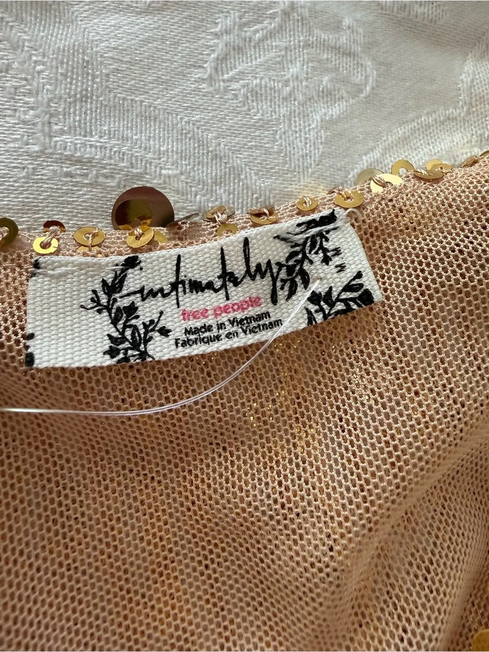 Free People Intimately Midnight Kiss Gold Sequin Mini Dress NWT Size M